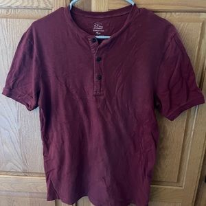 J. Crew Maroon red garment dyed short sleeve Henley- size S
